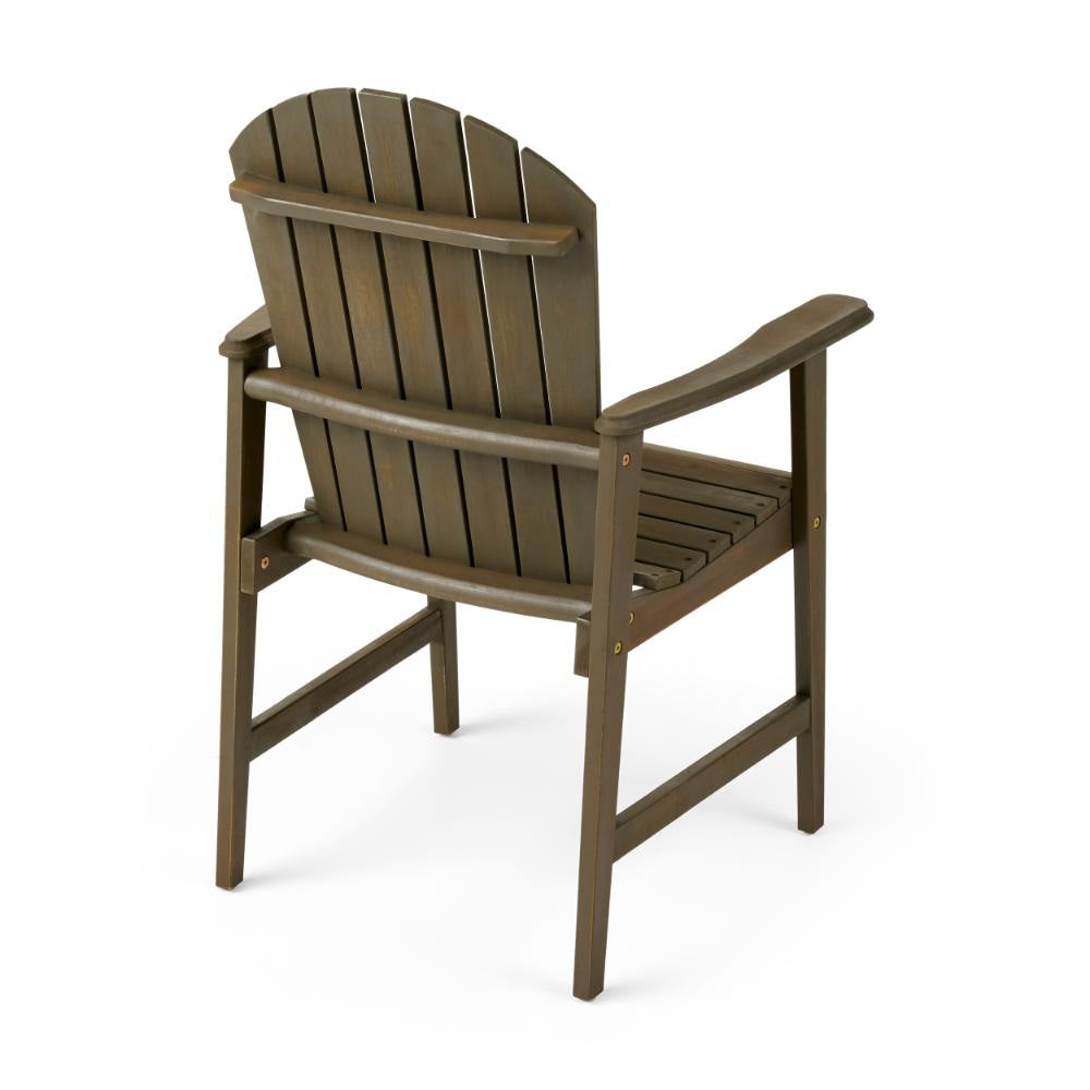 Pima Outdoor Dining Chair Set of 2 Adirondack Taupe Gray Acacia Wood