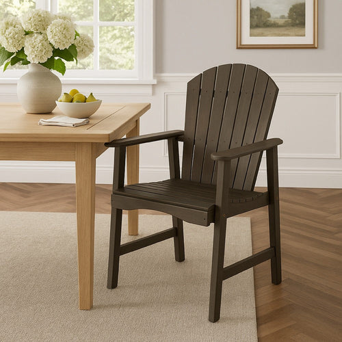 Pima Outdoor Dining Chair Set of 2, Adirondack Taupe Gray Acacia Wood