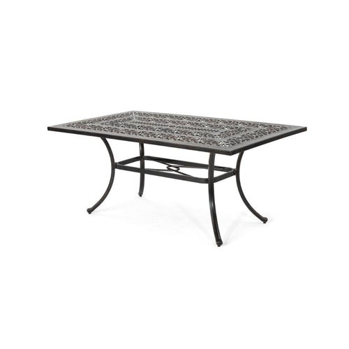 Shaili Outdoor Dining Table, Rectangular 68 Inch, Shiny Copper Cast Metal