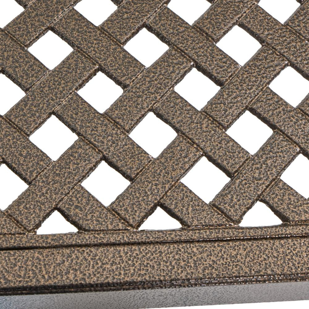 Riley Outdoor Dining Table Glossy Black Metal Lattice Square 61 Inch BM323380