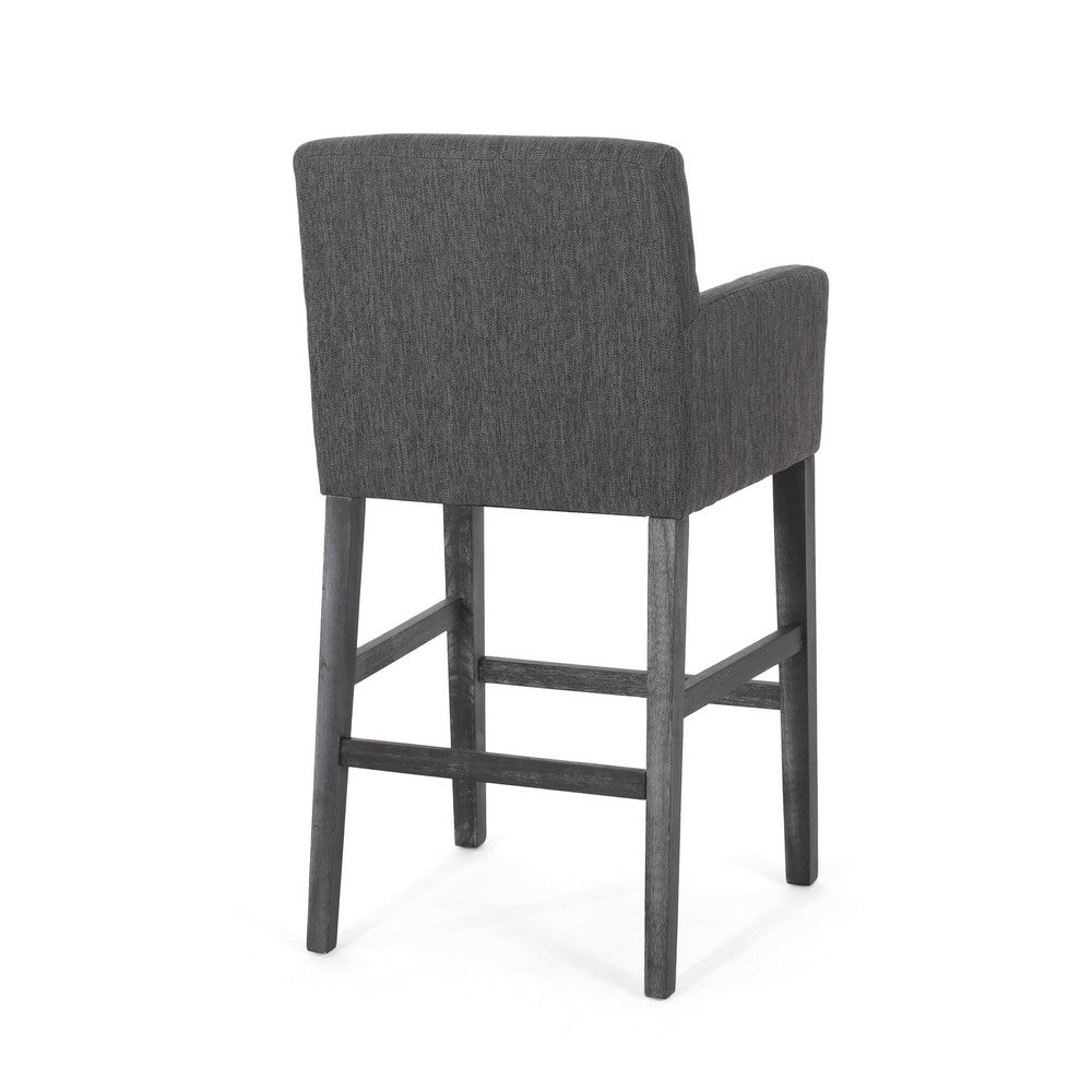 Rekah Barstool Chair, Charcoal Gray Fabric and Wood
