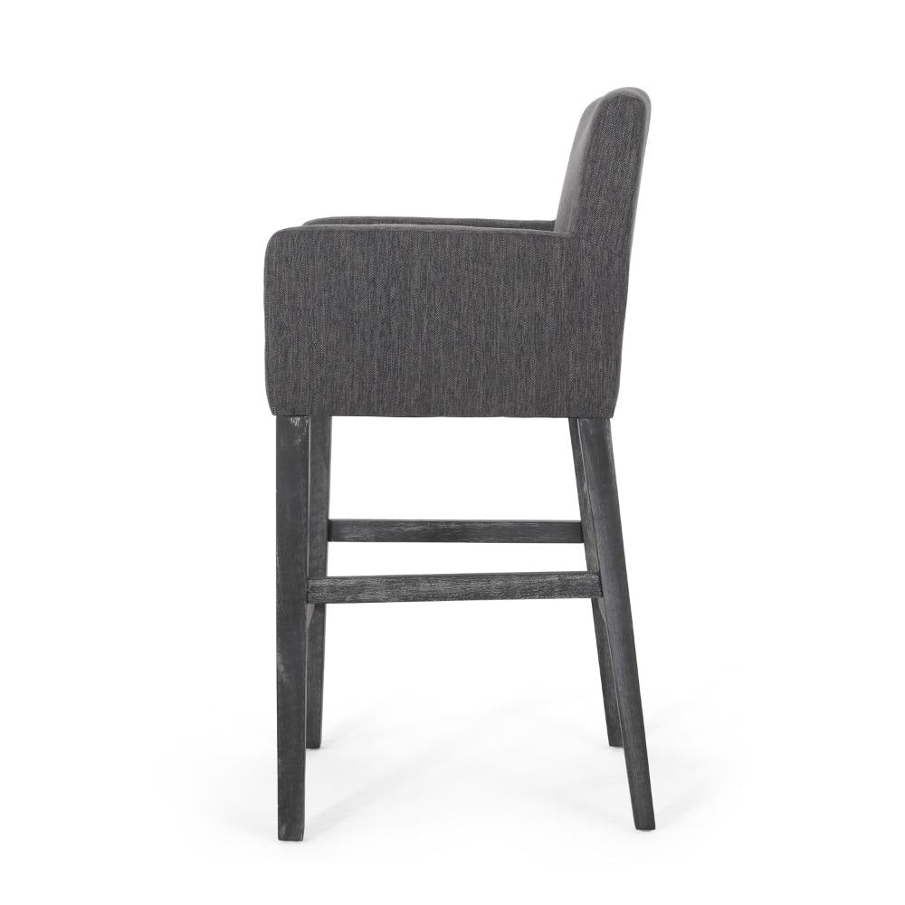 Rekah Barstool Chair Charcoal Fabric and Wood Frame Soft Cushioning BM323413