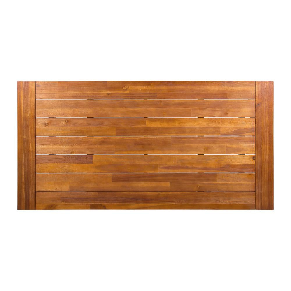 Carls Dining Table Rectangular 71 Inch Outdoor Light Brown Wood Iron BM323427