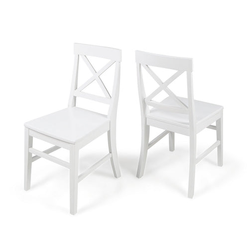 Ricks Dining Chair Set of 2, Crossed X Back, White Wood