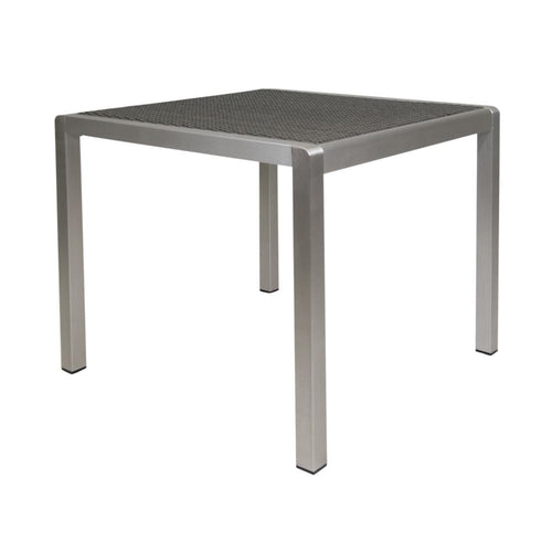 Kimi Dining Table, Outdoor Square 35 Inch Dark Gray Wicker Top, Aluminum