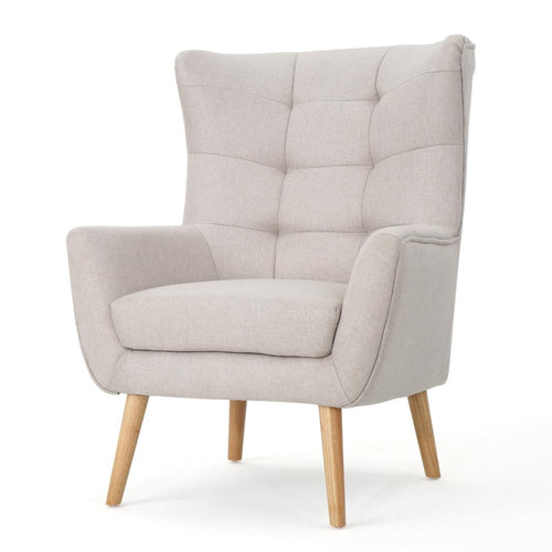 Ranie Accent Club Chair, Rubberwood Legs Wheat Button Tufted Polyester