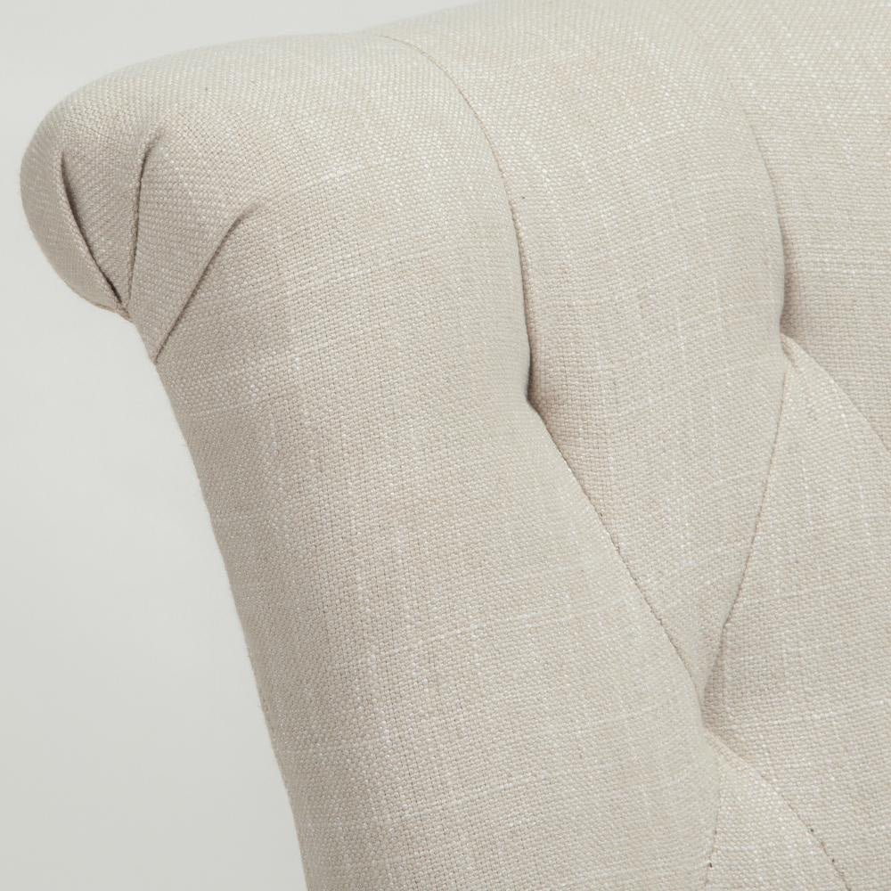 Chary Dining Chair Set of 2 Brown Wood Light Beige Tufted Velvet