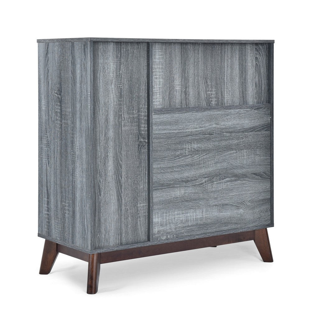 Side Cabinet with Shelves, 2 Drawer, 38'' Gray Faux Wood