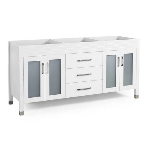Bathroom Double Vanity Base, 3 Drawer 4 Door 73'' White Wood