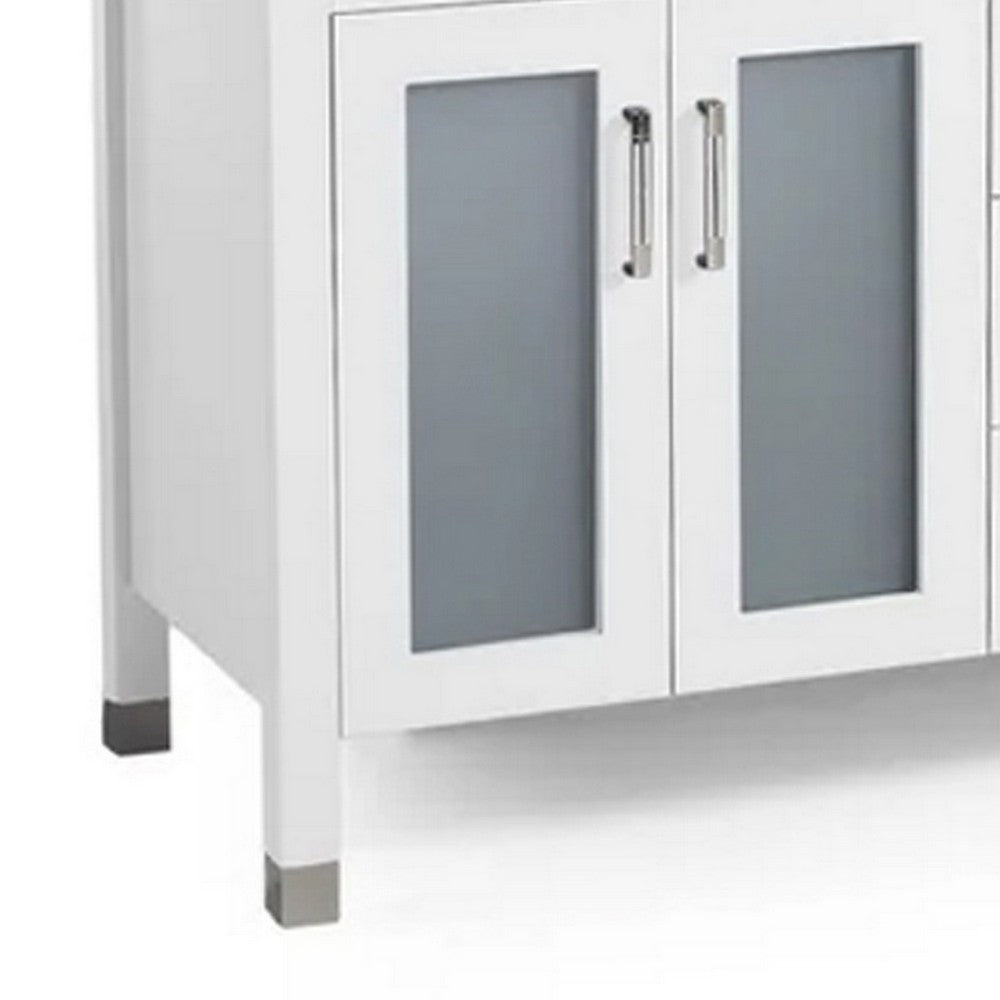 Bathroom Double Vanity Base, 3 Drawer 4 Door 73'' White Wood
