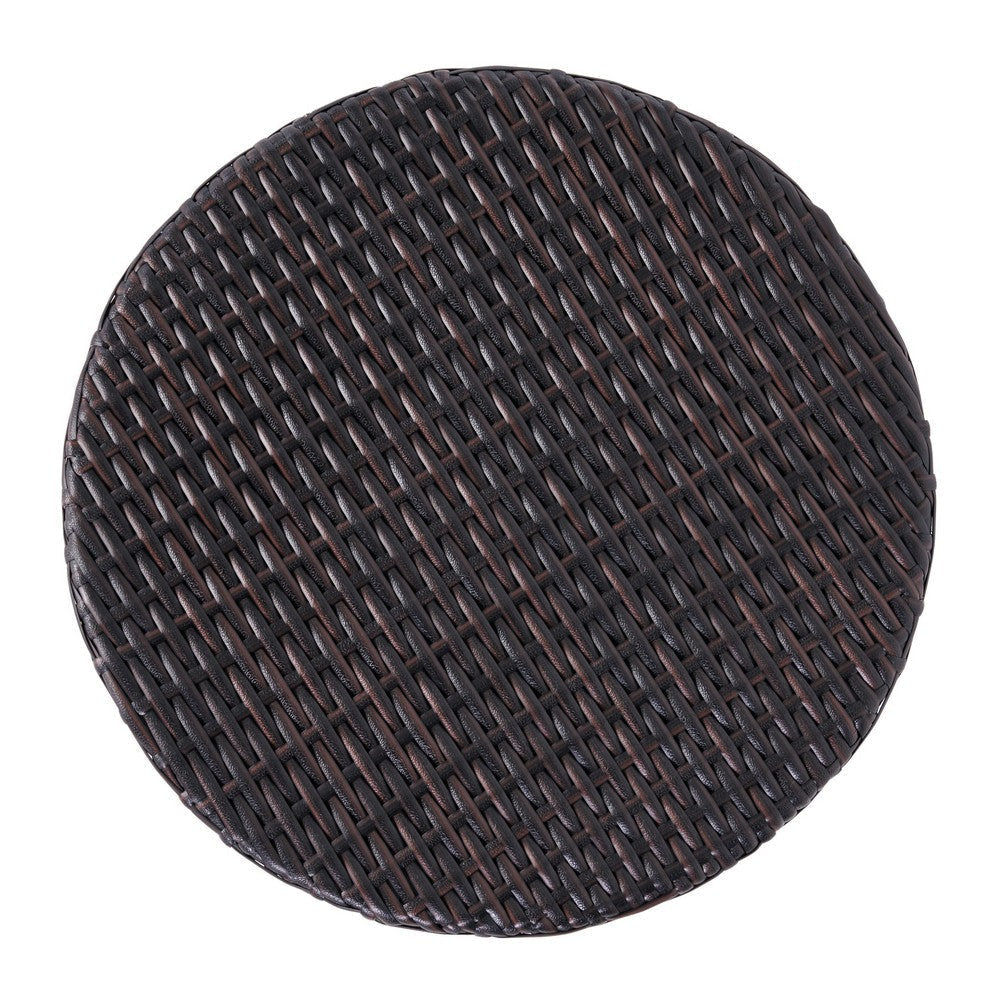 Olum Outdoor End Table Barrel Shaped Wicker 18 Inch Brown PE Rattan BM323851