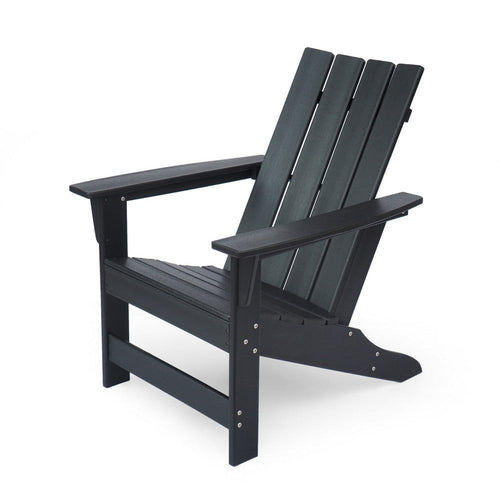 Elisa Outdoor Adirondack Chair, Waterfall Front, Slatted, Black Finish