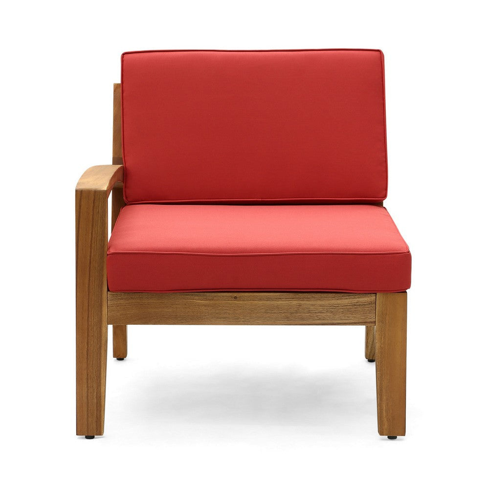 Outdoor L-Sectional Sofa with Coffee Table Ottoman Acacia Wood Red BM323903