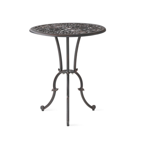 Charlie 3 pcs Bistro Set w Umbrella Hole, Cast Aluminum in Copper