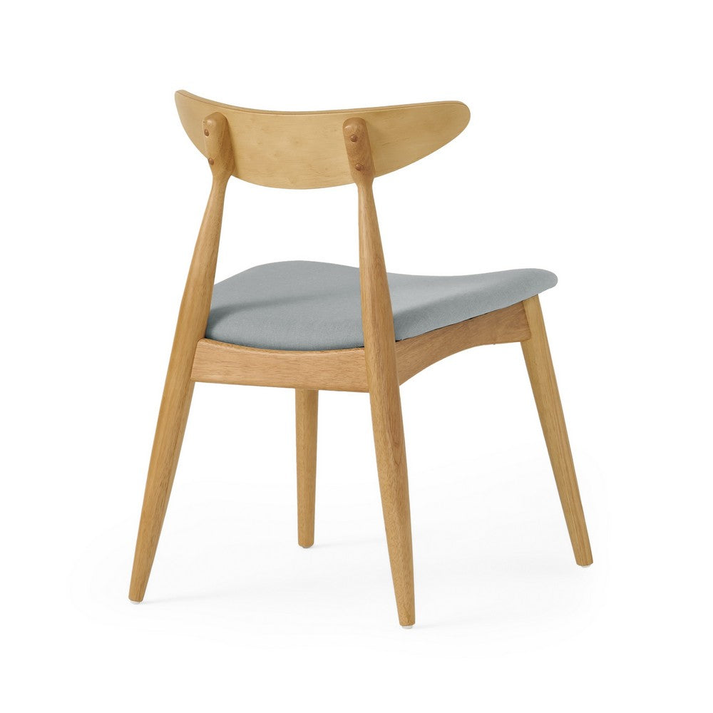 Hoso Dining Chair Set of 2, Light Gray, Curved Natural Brown
