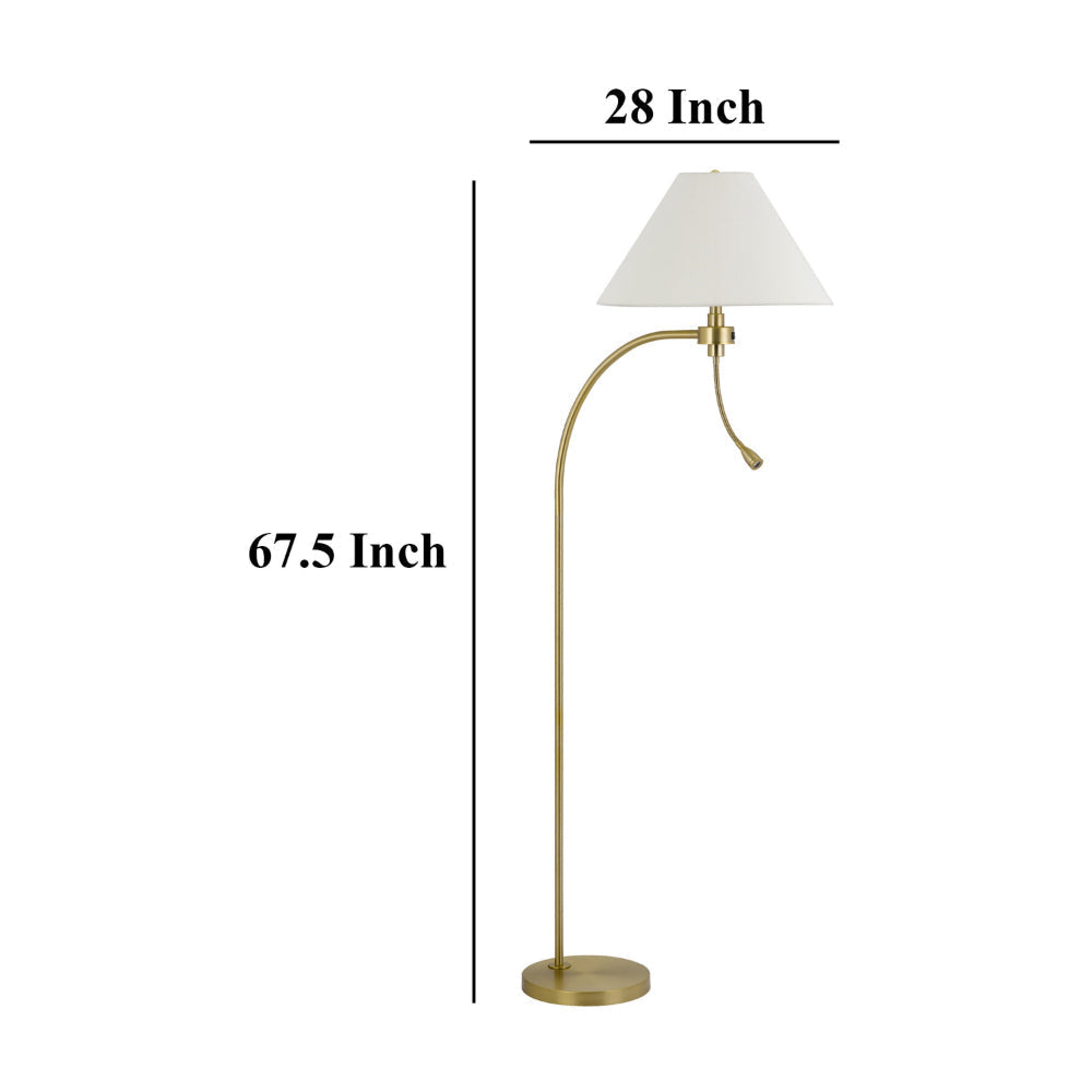Ashy 68 Inch Task Floor Lamp Gooseneck LED White Shade Gold Arc Pole BM323943