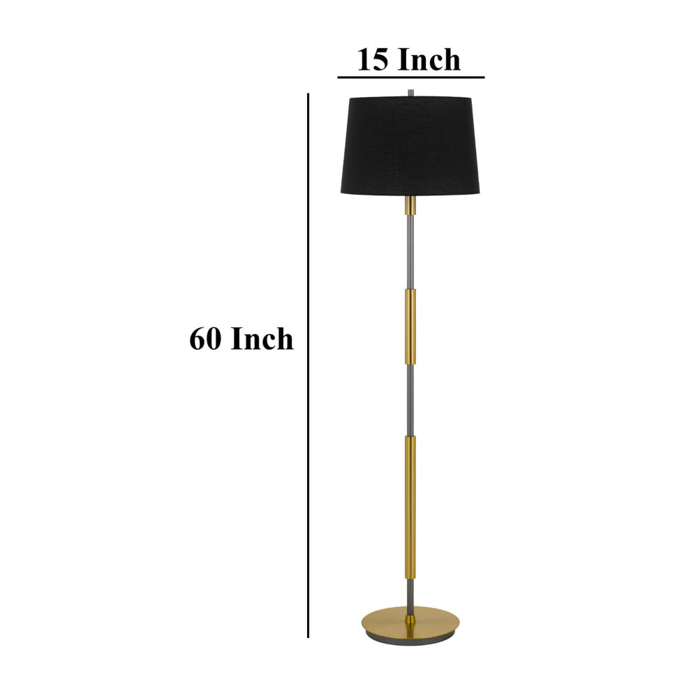 Siu 60 Inch Floor Lamp Gold Metal Pole w Finial Tip Black Shade BM323951