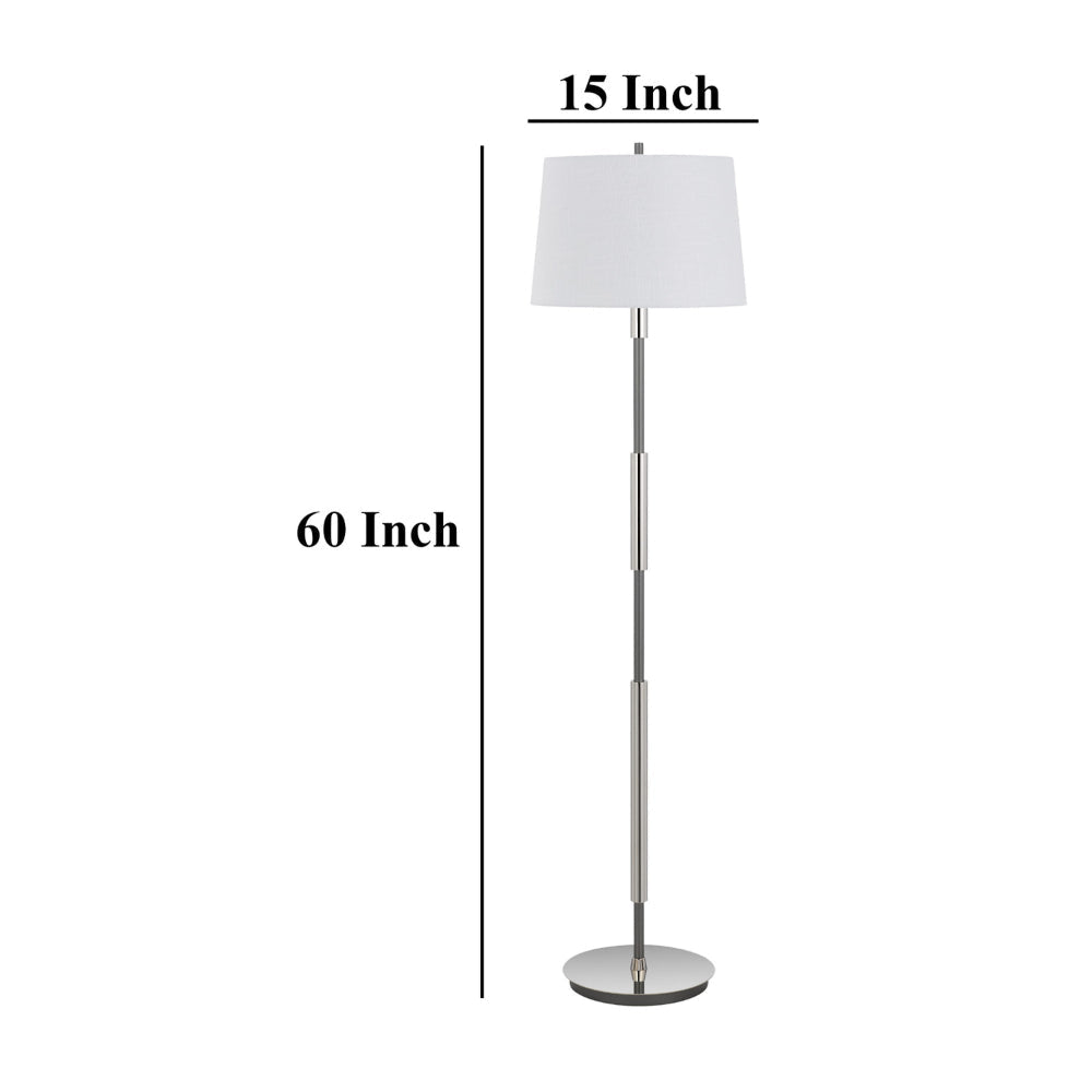 Siu 60 Inch Floor Lamp Chrome Metal Pole w Finial Tip White Shade BM323952