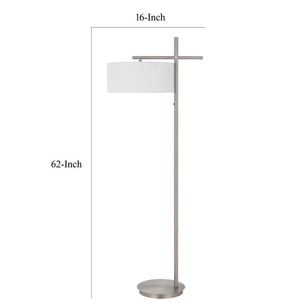 Lavy Floor Lamp Slim Chrome Pole Base White Hardback Shade 62 Inch BM323988