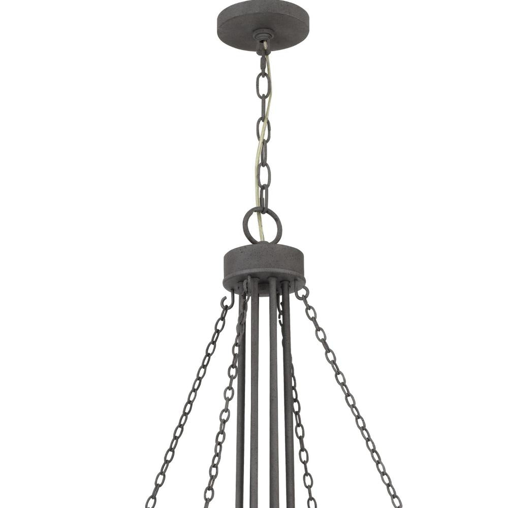 Nexy 29 Inch Chandelier 8 Light Bulb Sockets Gray Metal Cage Design BM323997