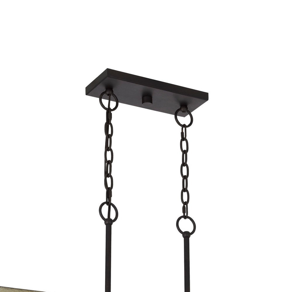 Acia 36 Inch Chandelier Rectangular Organza Shade Wood Metal BM324006