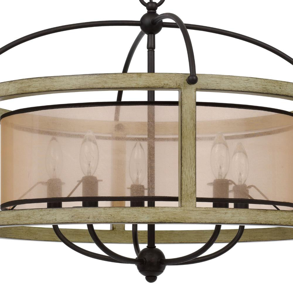 Acia 26 Inch Chandelier Classic Round Organza Shade Wood Metal BM324007
