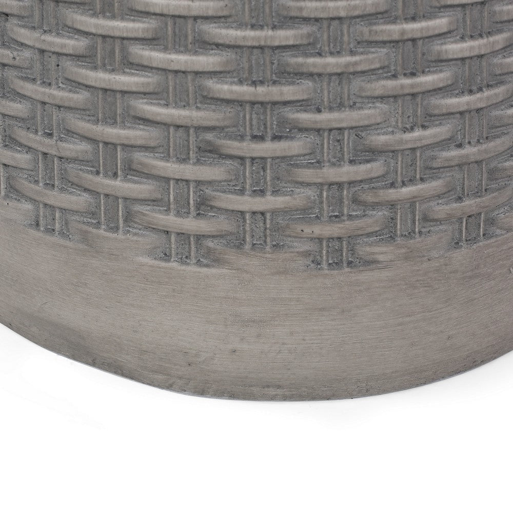 Outdoor Side End Table Round Top Gray Faux Concrete Round 16 Inch BM324075
