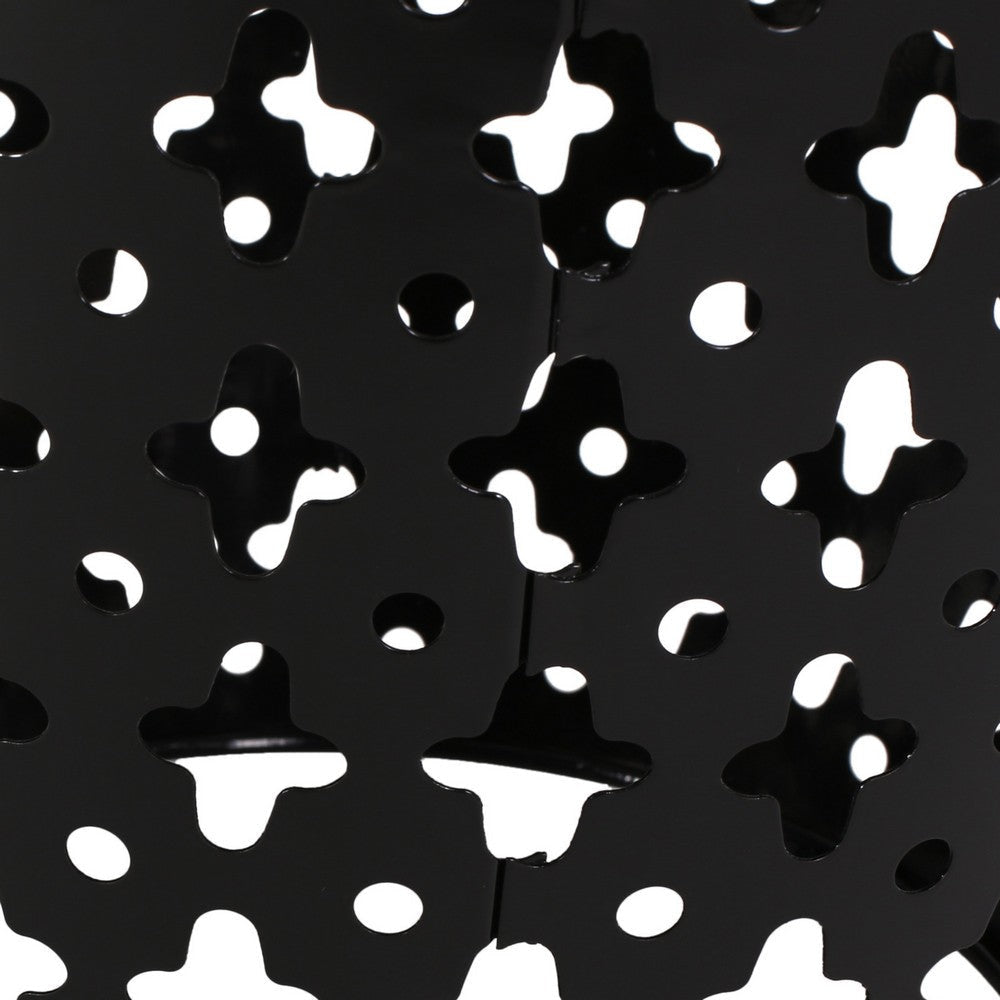 Miami Outdoor End Table Cutout Design Round 17 Inch Black Iron