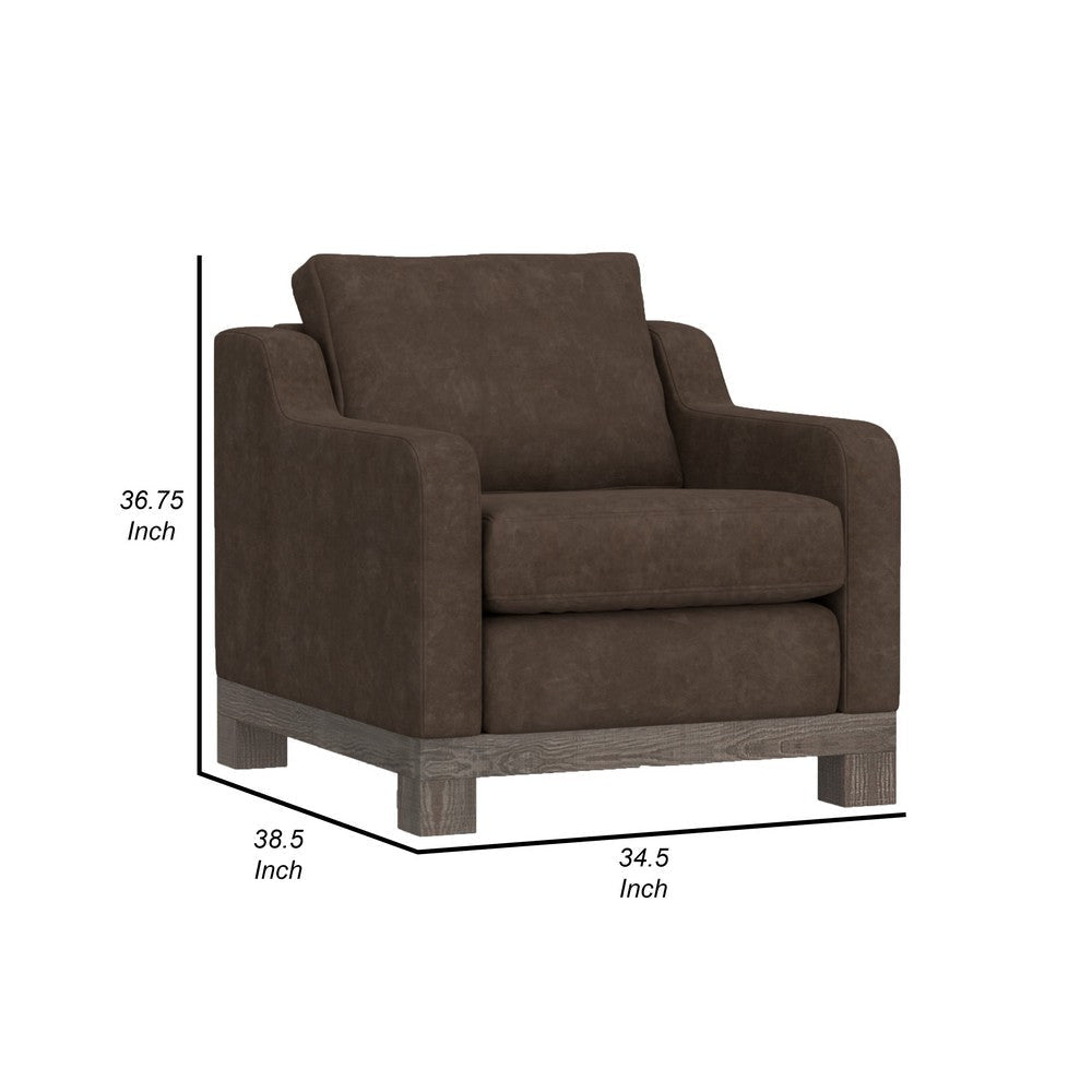 Sama Accent Armchair Decor Pillow Brown Solid PIne Wood by Casagear Home