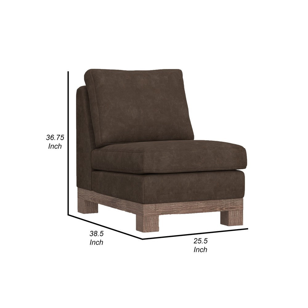 Sama Modular Armless Chair Decor Pillow Brown Pine Wood by Casagear Home