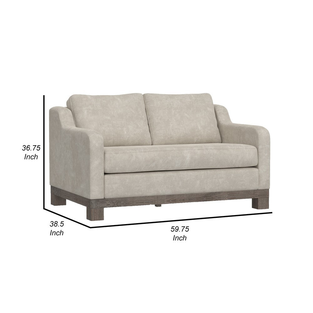 Sama 60’’ Loveseat 2 Accent Pillows White Fabric Pine Wood by Casagear Home