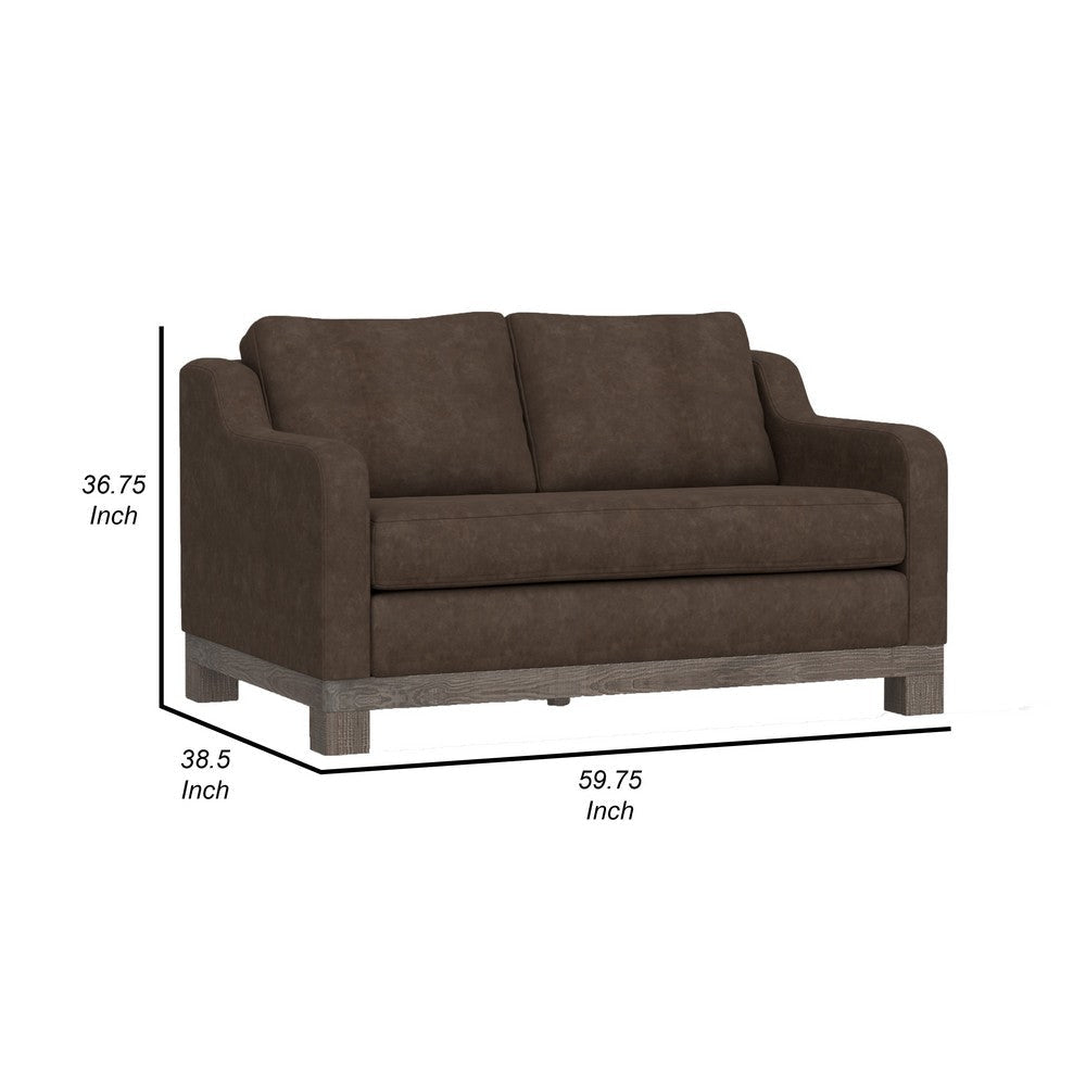 Sama 60’’ Loveseat 2 Accent Pillows Brown Fabric Pine Wood by Casagear Home