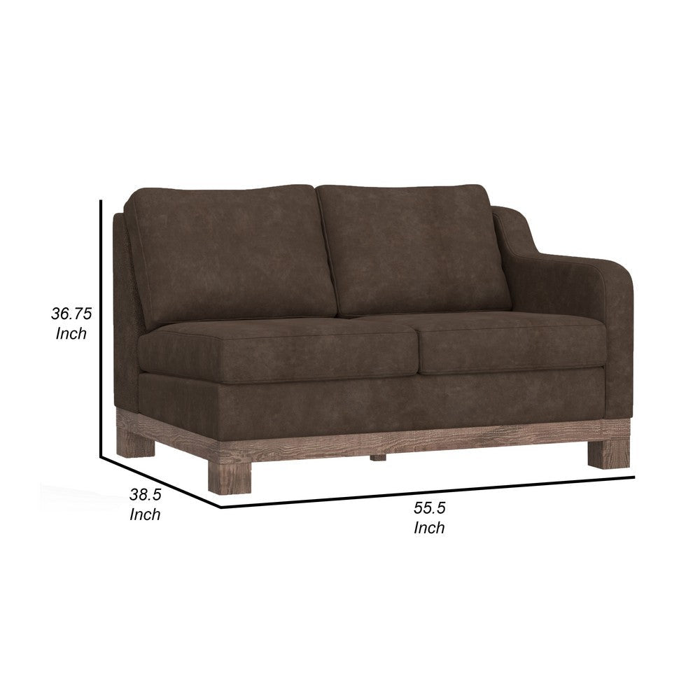Sama 56’’ Right Arm Loveseat 2 Pillows Solid Wood Brown by Casagear Home
