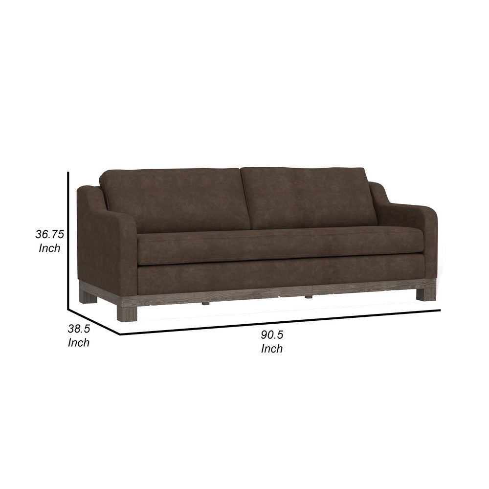 Sama 91’’ Sofa 2 Accent Pillows Solid Pine Wood Brown by Casagear Home