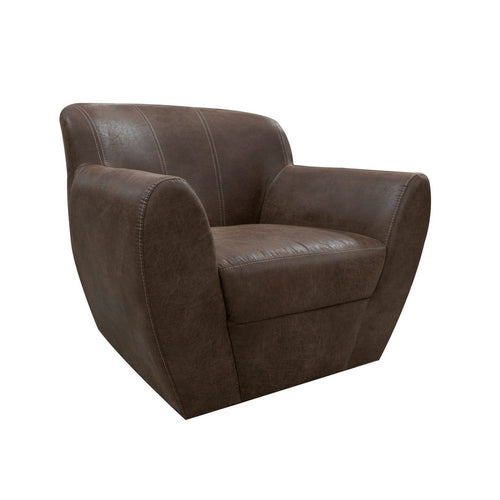 Esis Swivel Accent Armchair, Plush Dark Brown Faux Leather by Casagear Home
