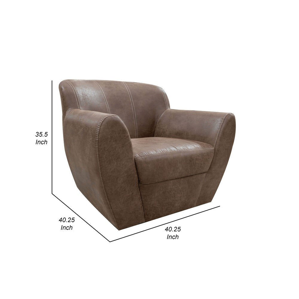 Esis Swivel Accent Armchair Plush Rich Brown Faux Leather by Casagear Home BM324122