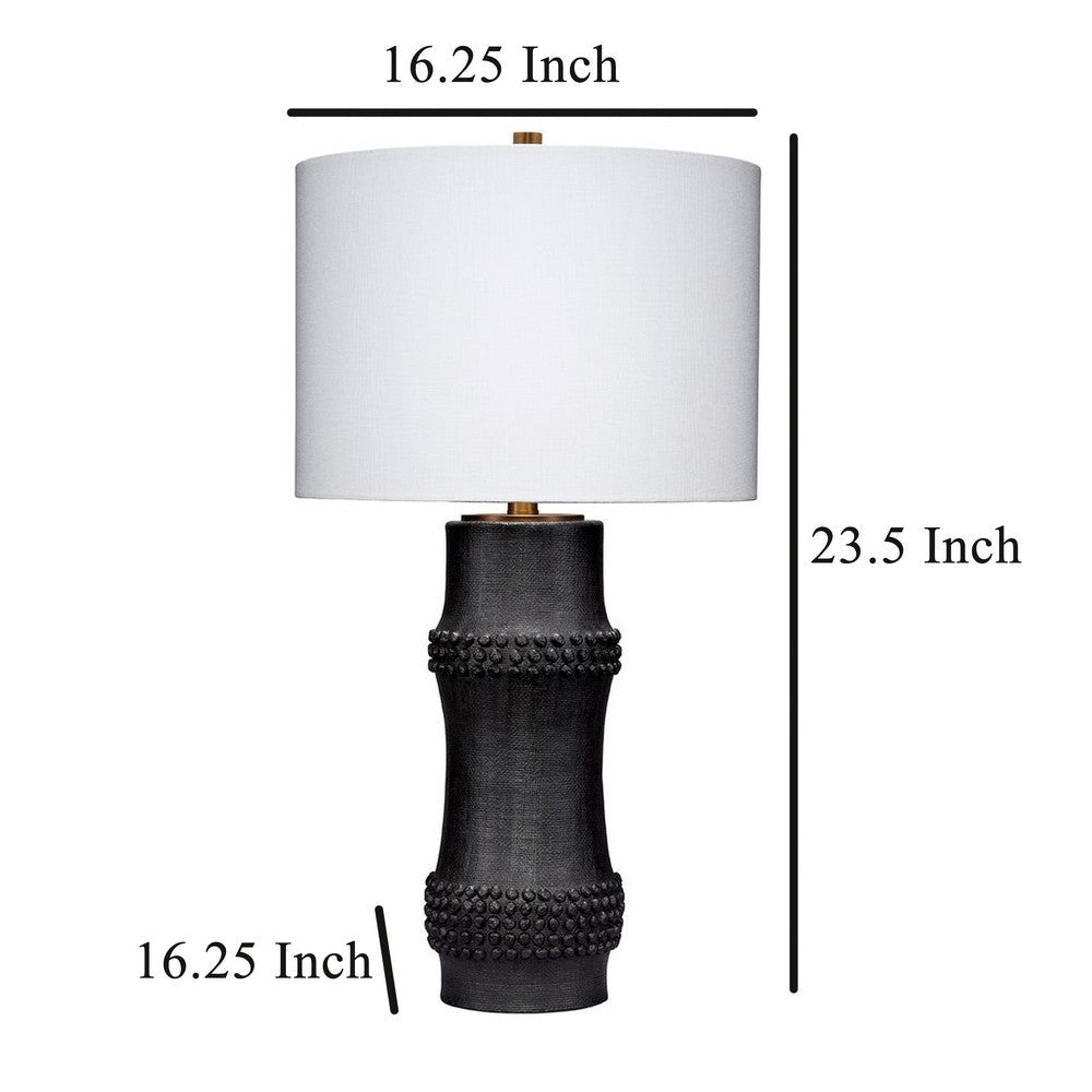 Lemy 28’’ Table Lamp White Linen Shade Dotted Black Base by Casagear Home