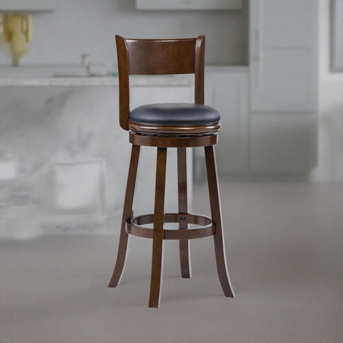 Milo Swivel Barstool Chair, Black Faux Leather, 34" Extra Tall Seat