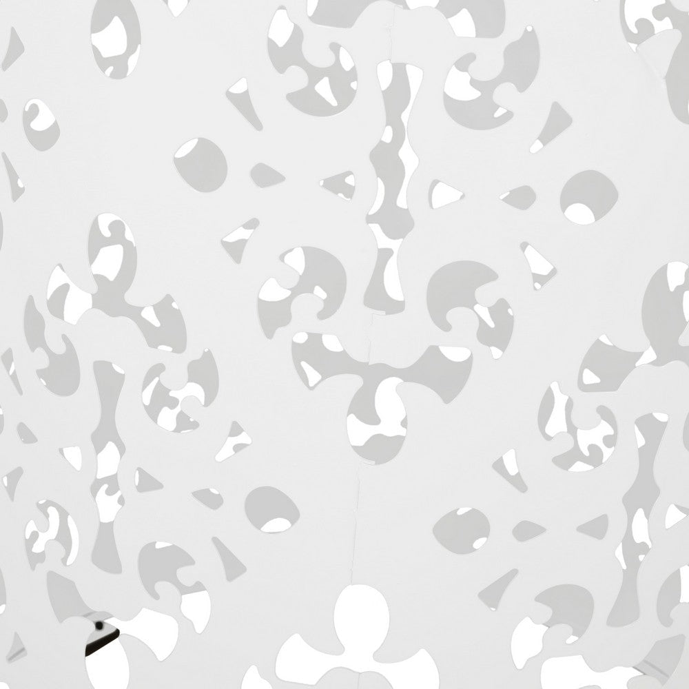 Kima Outdoor Side End Table 14 Inch Round Floral Cutout Design White BM324221