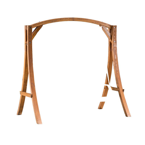 Outdoor Swing Support with Loveseat Chair, Teak Brown Solid Larch Wood