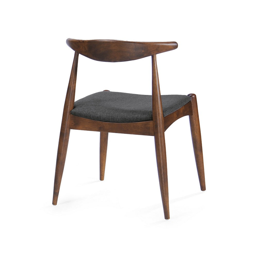Syma Dining Side Chair Set of 2, Open Curved Back, Brown, Gray Seat