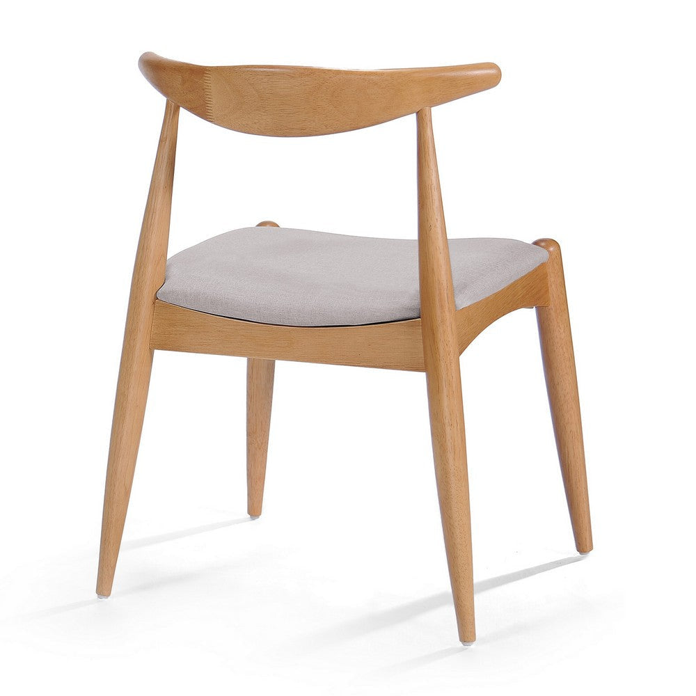 Syma Dining Side Chair Set of 2 Open Curved Back Brown Beige Seat