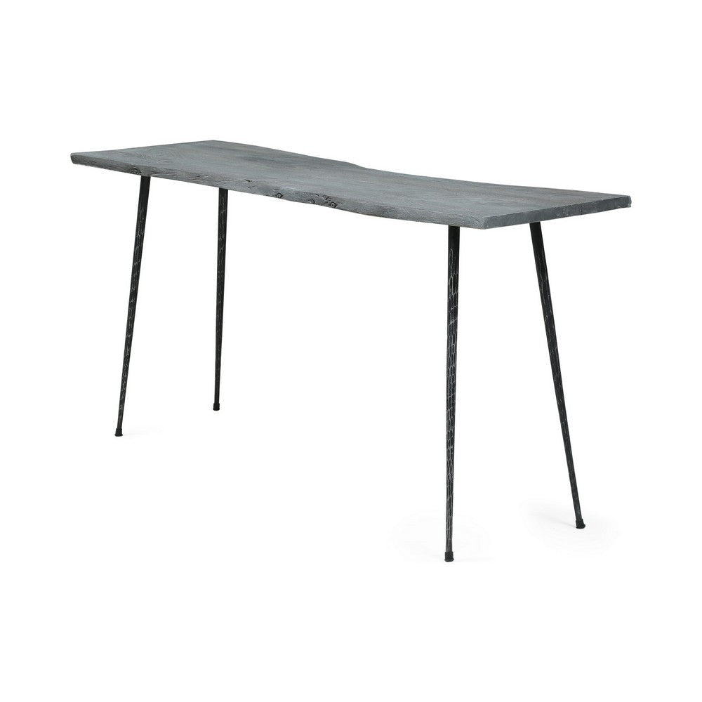 Semy Sofa Console Table 60 Inch Gray Live Edge Finish Hairpin Legs BM324273