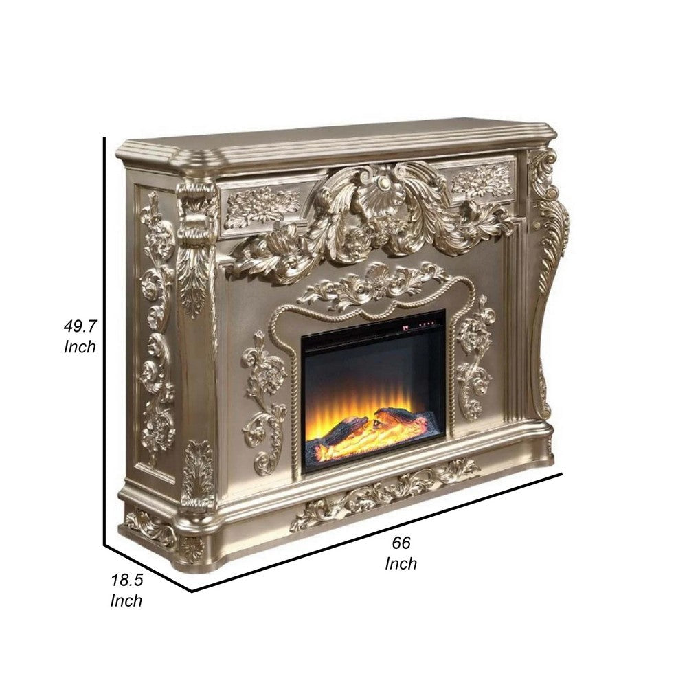 Esen LED Electric Fireplace Scrolled Classical Silver Wood Finish 66’’ BM324326