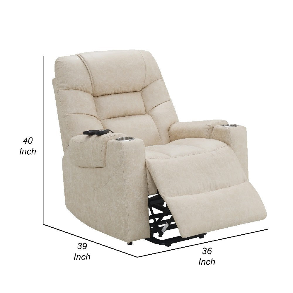 Aira Power Recliner Lift Chair w Heating Massage Gray Faux Leather BM324335