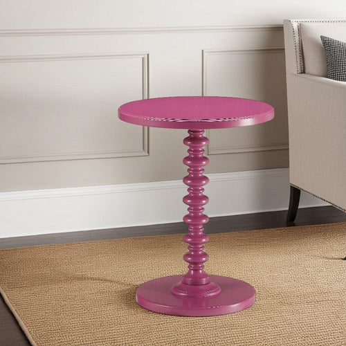 Toni Round Accent Table with Turned Pedestal Base, 22" Purple Wood