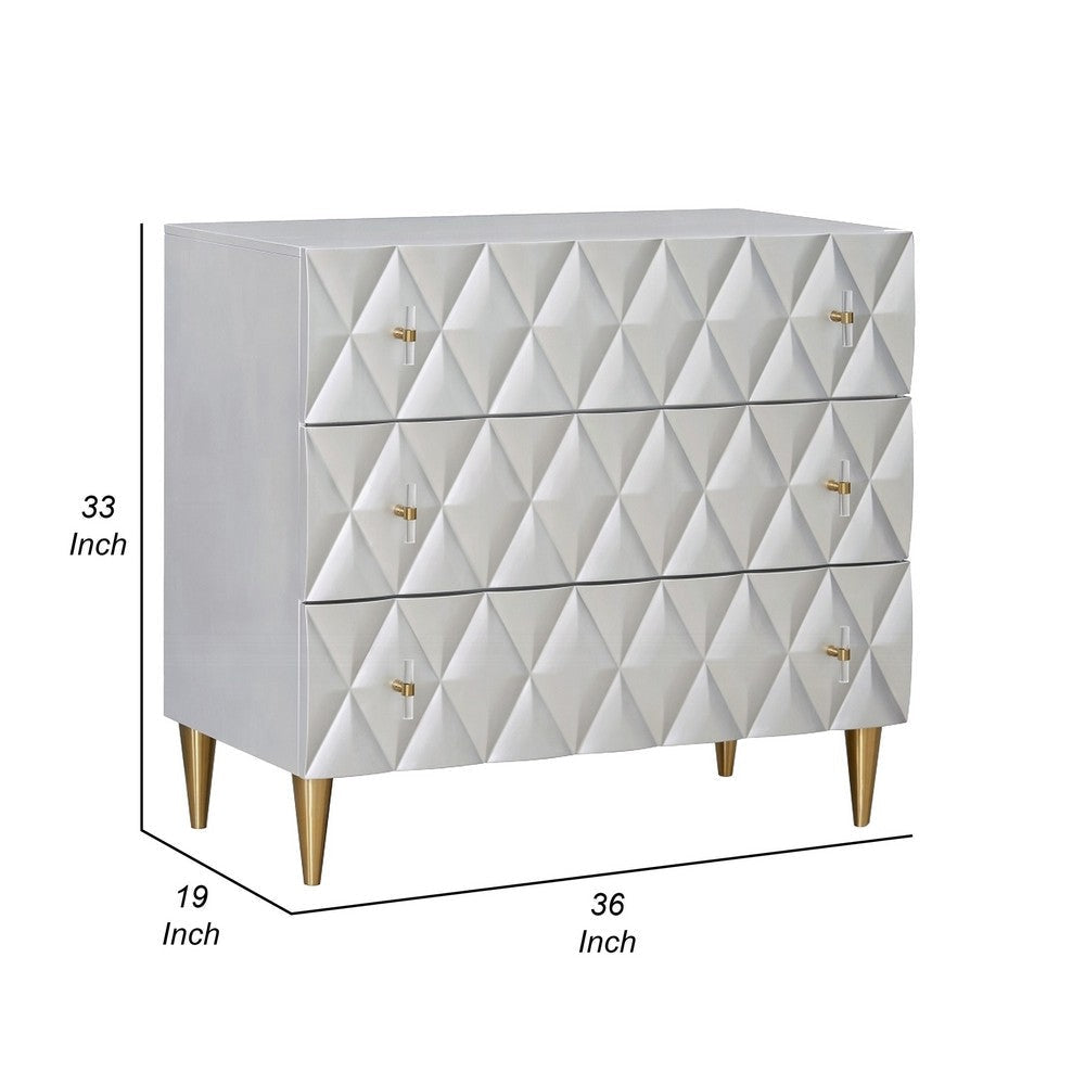 36’’ Wide Nightstand Dresser Drawers w Jewelry Tray Silver Gold BM324393