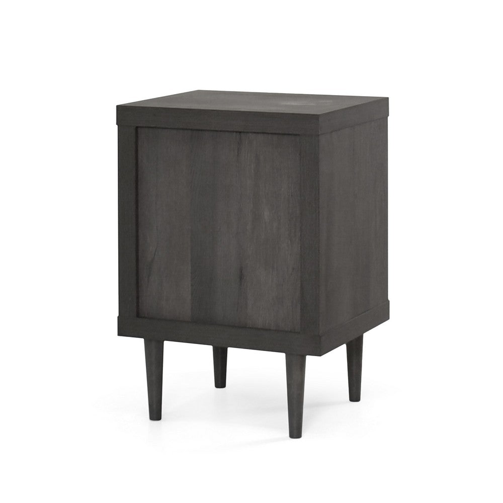 Minie Nightstand with 1 Drawer, Shelf, Rubberwood Legs, Modern Gray