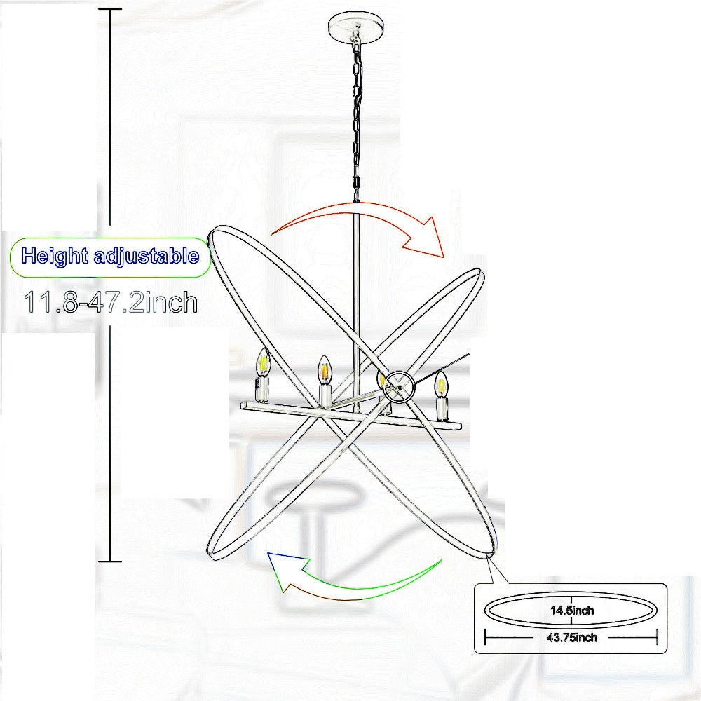 Modern Chandelier 4 LED Light Black Cross Bands Brass Metal 38’’ BM324499