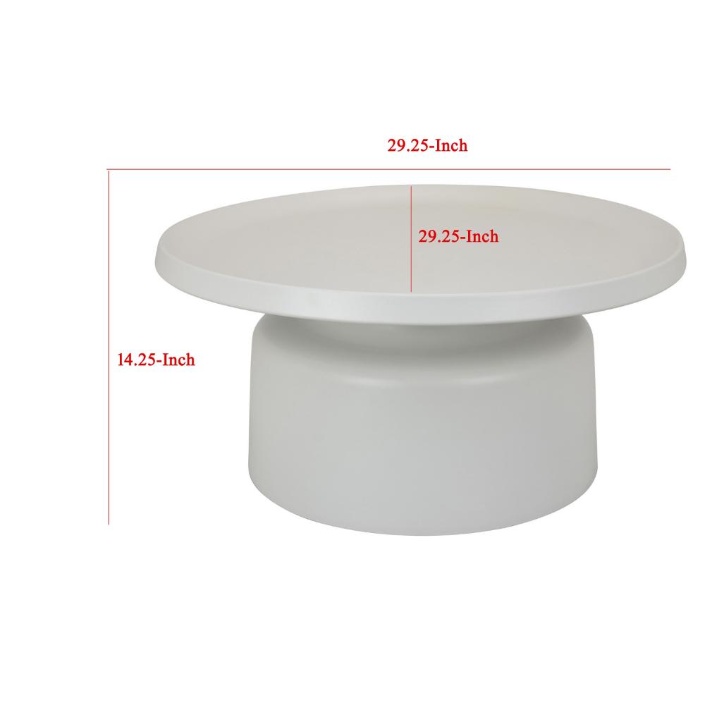 Ricca Plant Stand Table, White Metal, Round 29" Top, Pedestal Base